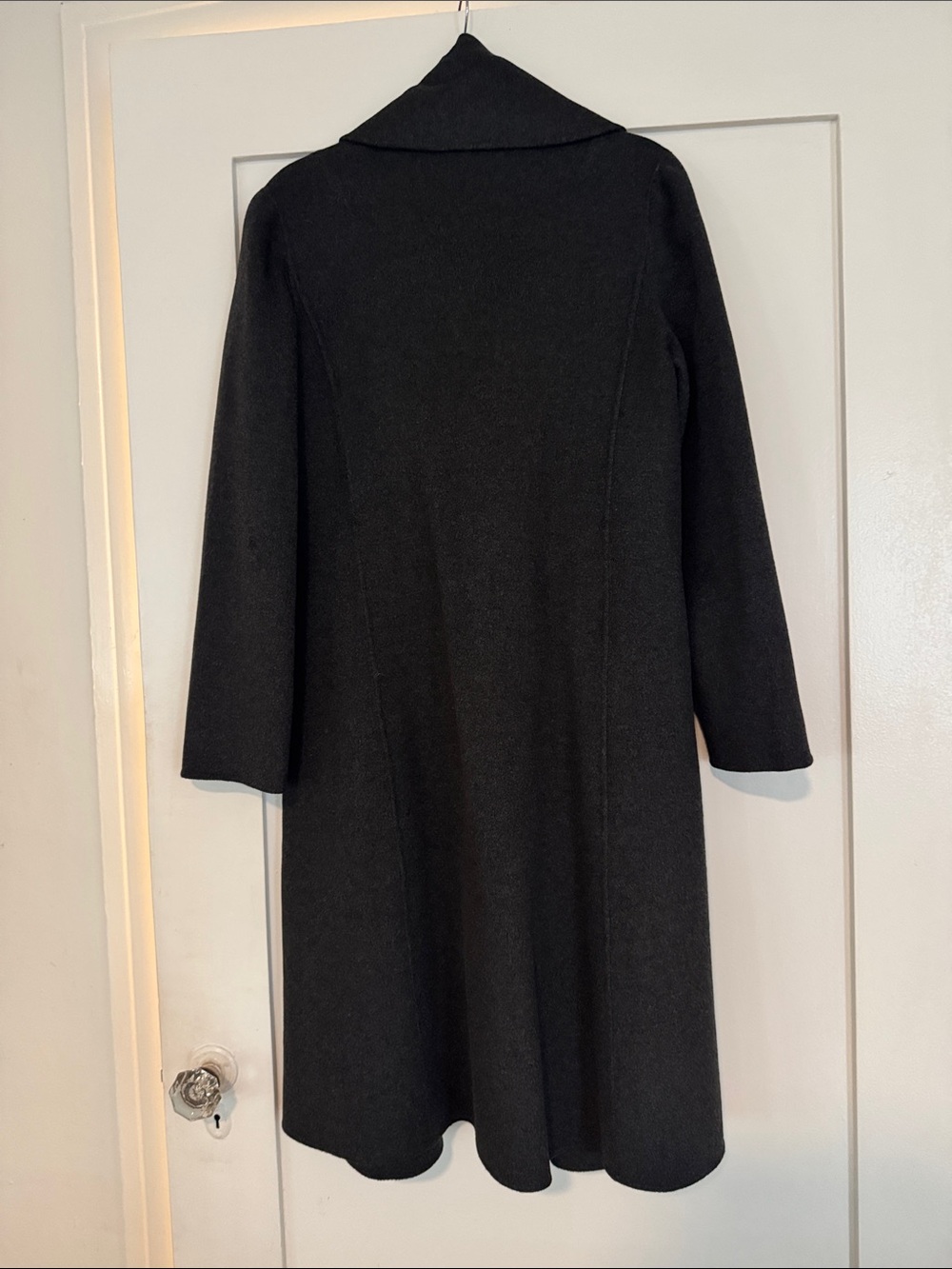 Magaschoni Cashmere Charcoal Gray Long Sleeve Wrap Coat Dress with Belt - Picture 5 of 6